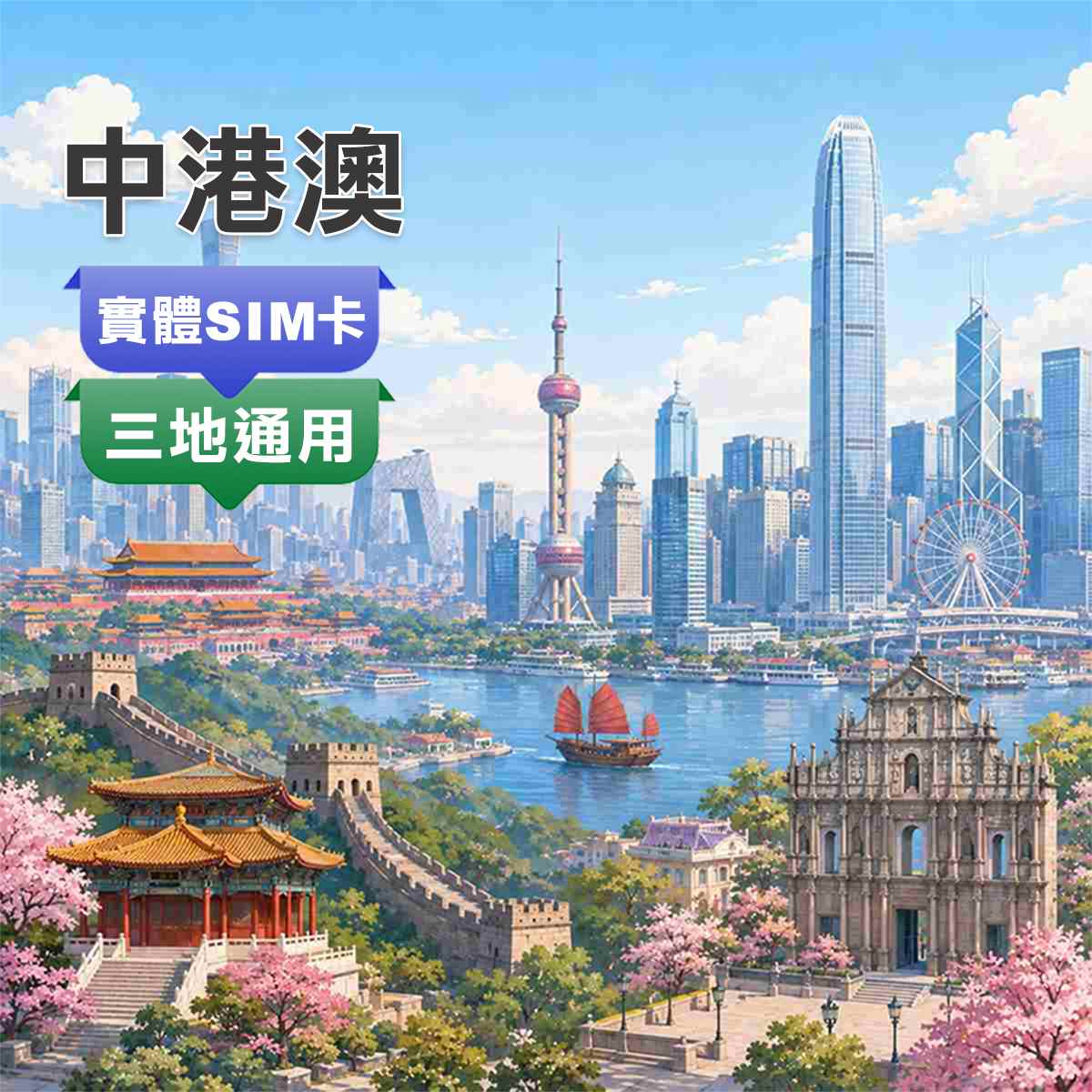 中港澳SIM卡｜中國 香港 澳門 三地通用｜上網吃到飽