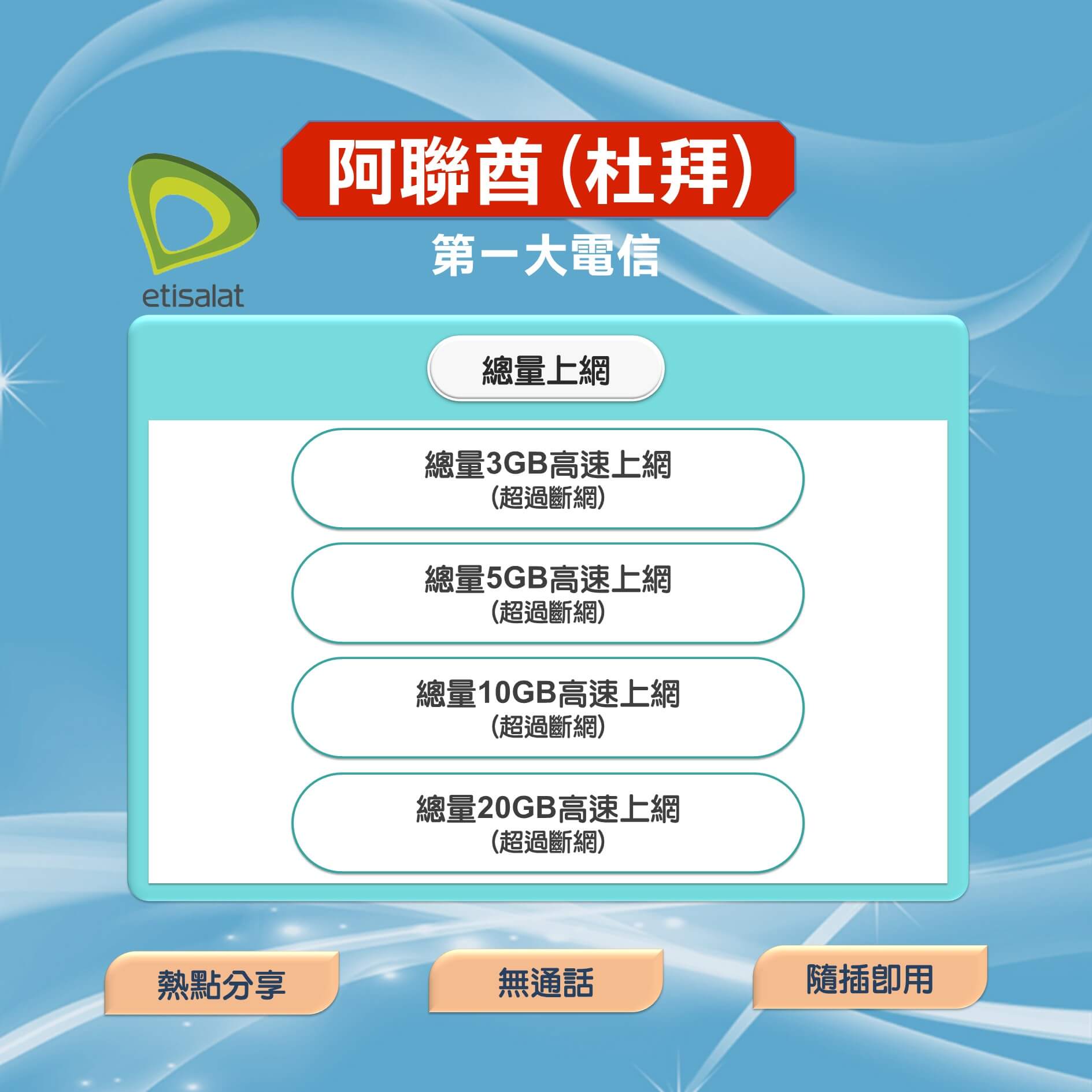 【阿聯酋上網卡】阿聯酋 杜拜 高速上網SIM卡