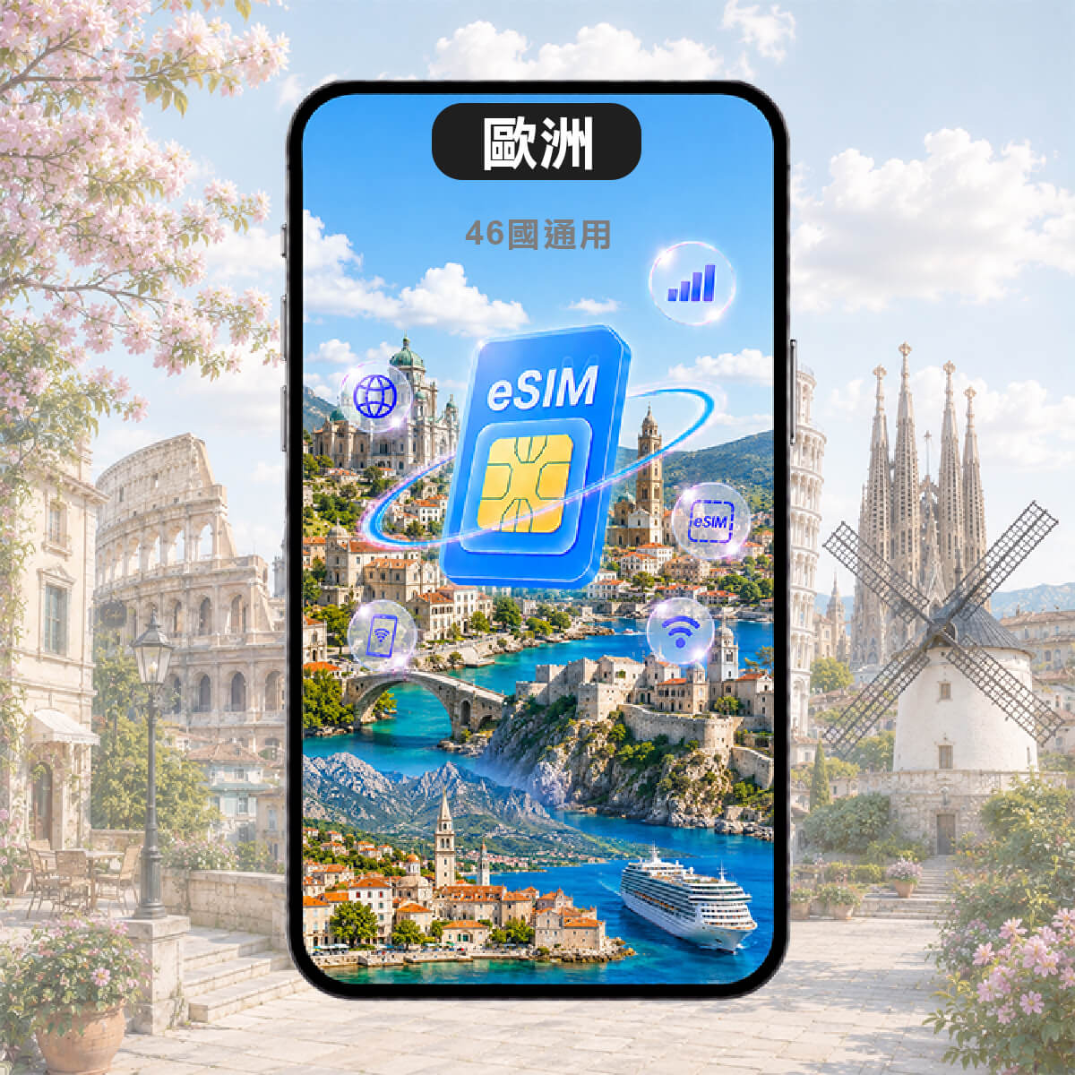 【歐洲46國上網 eSIM】46國通用，含馬其頓、波士尼亞， eSIM上網
