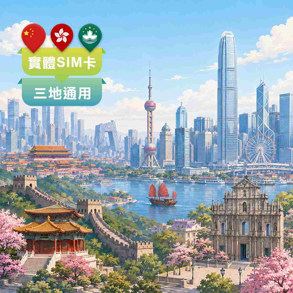 中港澳SIM卡｜中國 香港 澳門 三地通用｜上網吃到飽