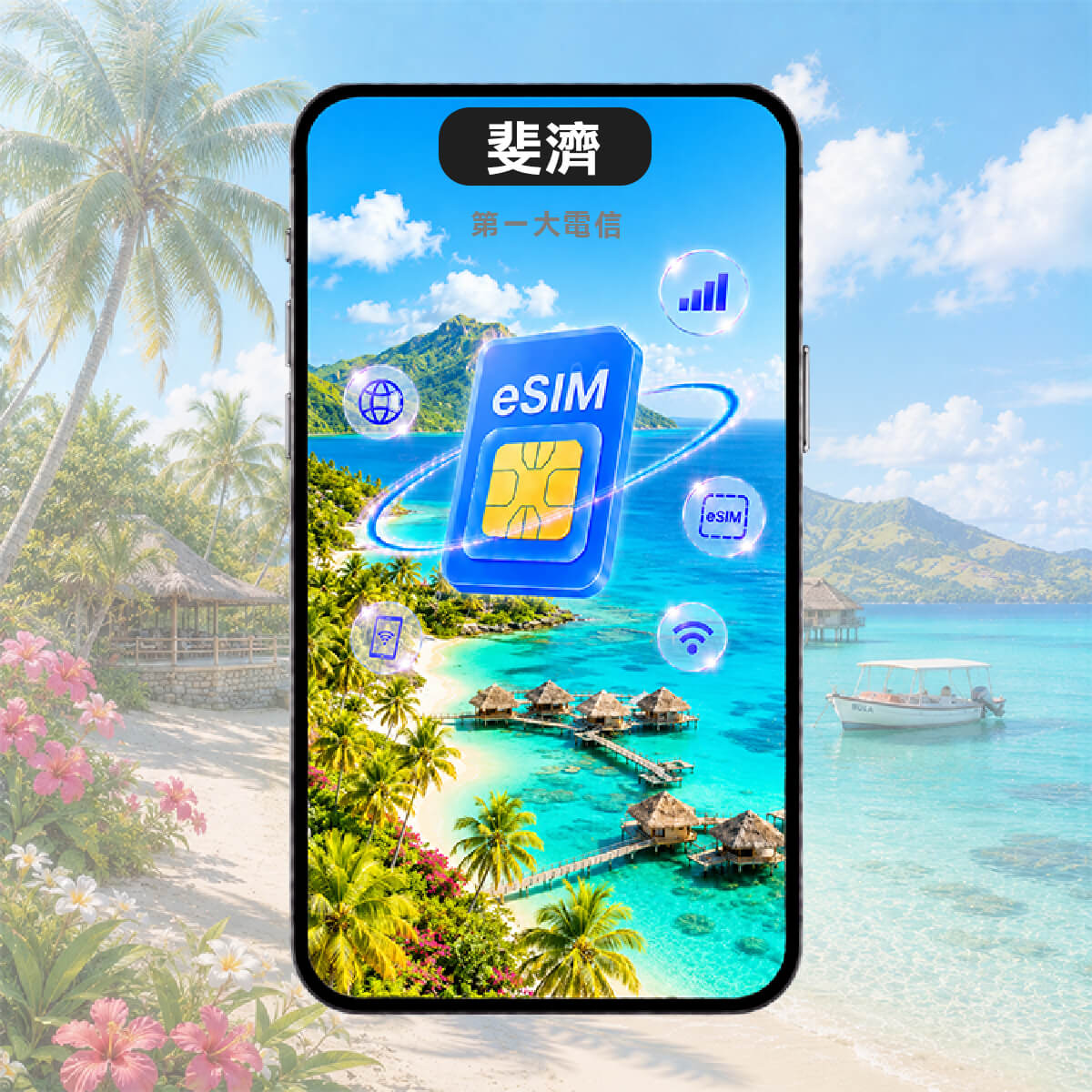 【斐濟上網eSIM】渡假旅遊 掃碼即用 高速eSIM上網
